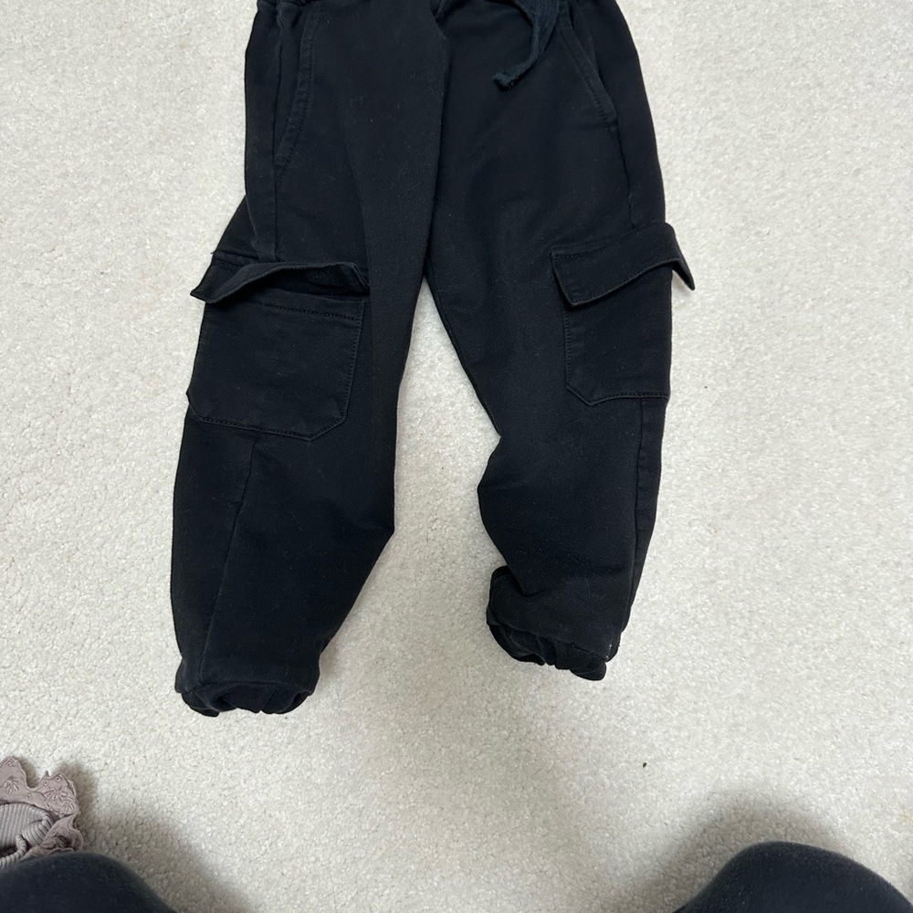 Kids Black Cargo Pants
